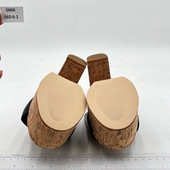 Cork High Chunky Heel Backless Mules for Women, Platform Open Toe Sandals - Picture 6 of 7